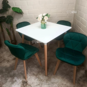 Comedor Perijá con Mesa Cuadrada MDF + Sillas Radar Velvet Tapizadas en Felpa