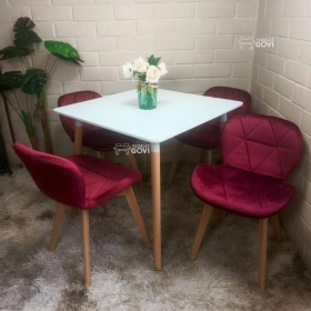 Comedor Perijá con Mesa Cuadrada MDF + Sillas Radar Velvet Tapizadas en Felpa