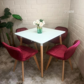 Comedor Perijá con Mesa Cuadrada MDF + Sillas Radar Velvet Tapizadas en Felpa