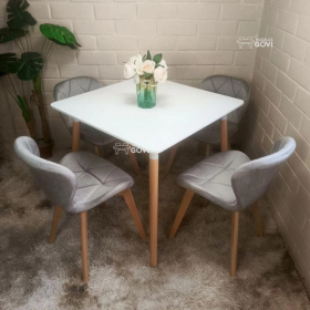 Comedor Perijá con Mesa Cuadrada MDF + Sillas Radar Velvet Tapizadas en Felpa