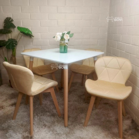 Comedor Perijá con Mesa Cuadrada MDF + Sillas Radar Velvet Tapizadas en Felpa