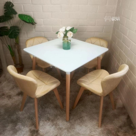 Comedor Perijá con Mesa Cuadrada MDF + Sillas Radar Velvet Tapizadas en Felpa