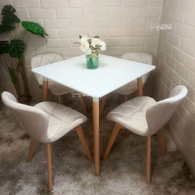 Comedor Perijá con Mesa Cuadrada MDF + Sillas Radar Velvet Tapizadas en Felpa