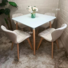 Comedor Perijá con Mesa Cuadrada MDF + Sillas Radar Velvet Tapizadas en Felpa