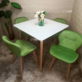Comedor Perijá con Mesa Cuadrada MDF + Sillas Radar Velvet Tapizadas en Felpa