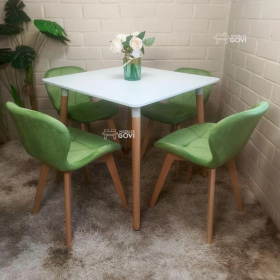 Comedor Perijá con Mesa Cuadrada MDF + Sillas Radar Velvet Tapizadas en Felpa