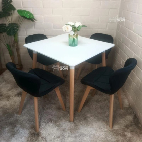 Comedor Perijá con Mesa Cuadrada MDF + Sillas Radar Velvet Tapizadas en Felpa