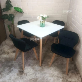 Comedor Perijá con Mesa Cuadrada MDF + Sillas Radar Velvet Tapizadas en Felpa