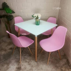 Comedor Merida Mesa Cuadrada 80x80cm  y Sillas Eames