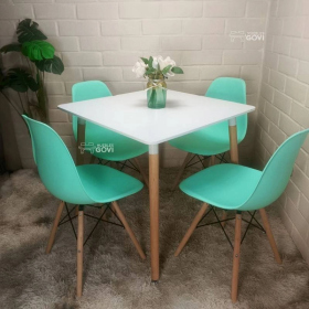 Comedor Merida Mesa Cuadrada 80x80cm  y Sillas Eames