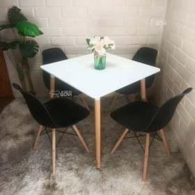 Comedor Merida Mesa Cuadrada 80x80cm  y Sillas Eames