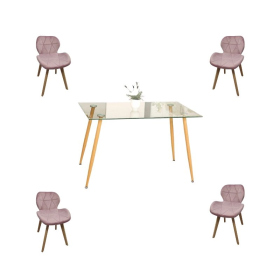 Comedor Adícora con Mesa Rectangular de Vidrio 120x80 cm + Sillas Radar Velvet