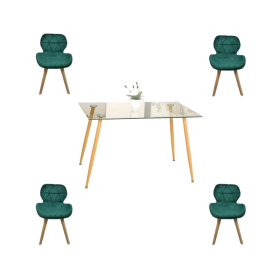 Comedor Adícora con Mesa Rectangular de Vidrio 120x80 cm + Sillas Radar Velvet