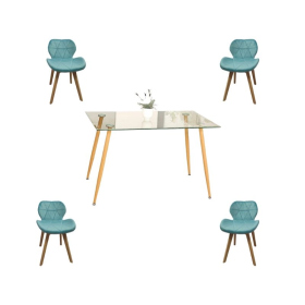 Comedor Adícora con Mesa Rectangular de Vidrio 120x80 cm + Sillas Radar Velvet