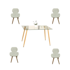Comedor Adícora con Mesa Rectangular de Vidrio 120x80 cm + Sillas Radar Velvet