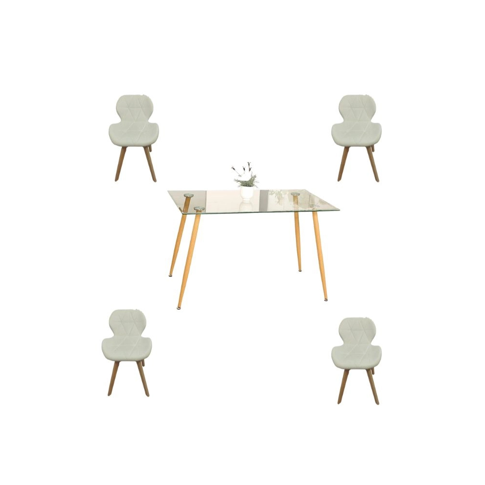 Comedor Adícora con Mesa Rectangular de Vidrio 120x80 cm + Sillas Radar Velvet