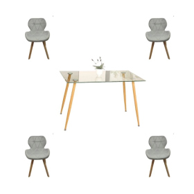 Comedor Adícora con Mesa Rectangular de Vidrio 120x80 cm + Sillas Radar Velvet