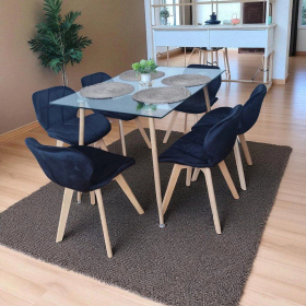 Comedor Adícora con Mesa Rectangular de Vidrio 120x80 cm + Sillas Radar Velvet