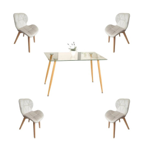 Comedor Adícora con Mesa Rectangular de Vidrio 120x80 cm + Sillas Radar Velvet