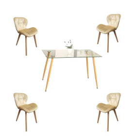 Comedor Adícora con Mesa Rectangular de Vidrio 120x80 cm + Sillas Radar Velvet
