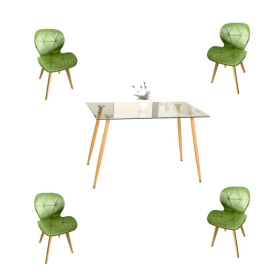 Comedor Adícora con Mesa Rectangular de Vidrio 120x80 cm + Sillas Radar Velvet