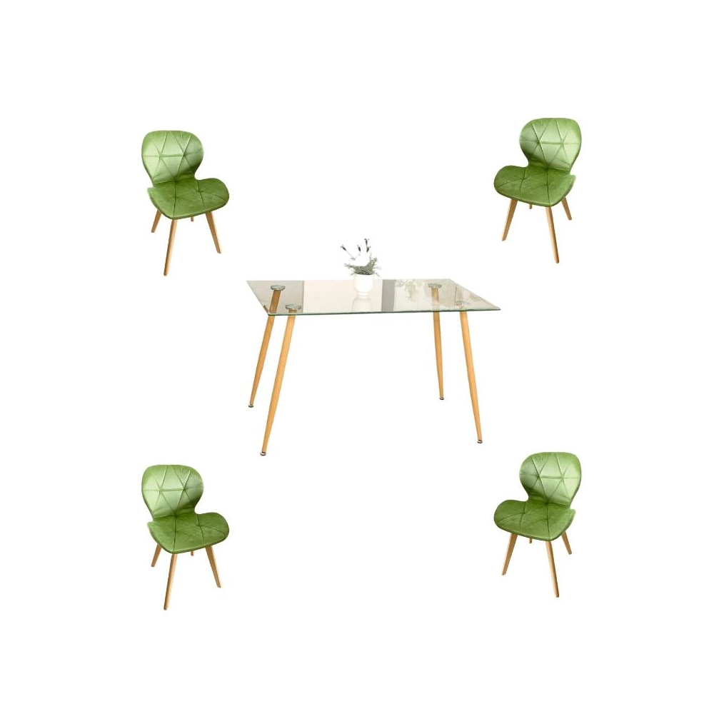 Comedor Adícora con Mesa Rectangular de Vidrio 120x80 cm + Sillas Radar Velvet