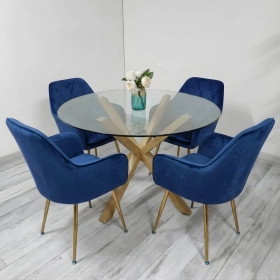 Comedor Galipán Mesa Vidrio Cross 100/120cm + Sillas Diamante
