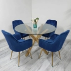 Comedor Galipán Mesa Vidrio Cross 100/120cm + Sillas Diamante