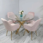 Comedor Galipán Mesa Vidrio Cross 100/120cm + Sillas Diamante