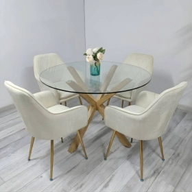 Comedor Galipán Mesa Vidrio Cross 100/120cm + Sillas Diamante