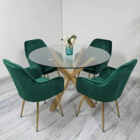 Comedor Galipán Mesa Vidrio Cross 100/120cm + Sillas Diamante