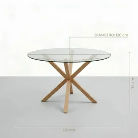 Comedor Mesa Vidrio 120cm + 6 Sillas Scoop Lino