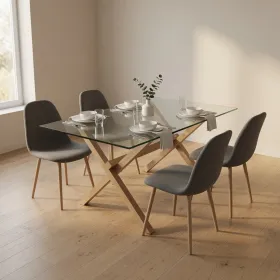 Comedor Rectangular Vidrio 140x90cm 4 Sillas