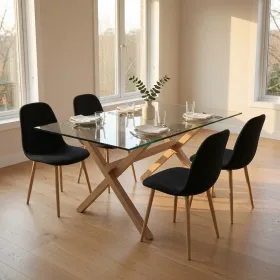 Comedor Rectangular Vidrio 140x90cm 4 Sillas