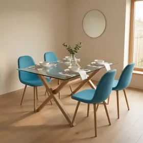 Comedor Rectangular Vidrio 140x90cm 4 Sillas
