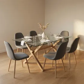 Comedor Rectangular Vidrio 140x90cm 6 Sillas scoop