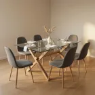 Comedor Rectangular Vidrio 140x90cm 6 Sillas scoop