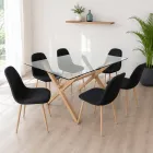 Comedor Rectangular Vidrio 140x90cm 6 Sillas scoop