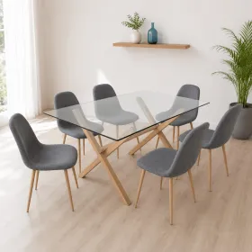 Comedor Rectangular Vidrio 140x90cm 6 Sillas scoop