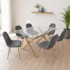Comedor Rectangular Vidrio 140x90cm 6 Sillas scoop