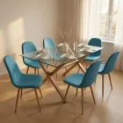 Comedor Rectangular Vidrio 140x90cm 6 Sillas scoop