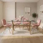 comedor rectangular vidrio 140x90cm con 4 sillas ecocuero