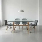 comedor rectangular vidrio 140x90cm con 4 sillas ecocuero