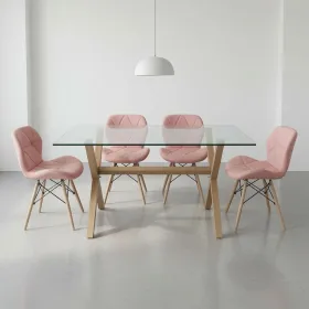 comedor rectangular vidrio 140x90cm con 4 sillas ecocuero
