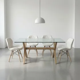 comedor rectangular vidrio 140x90cm con 4 sillas ecocuero
