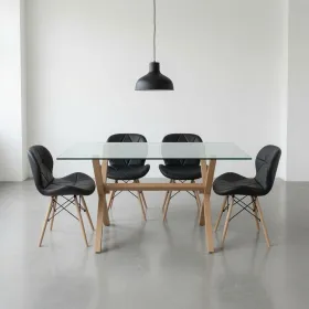 comedor rectangular vidrio 140x90cm con 4 sillas ecocuero