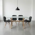 comedor rectangular vidrio 140x90cm con 4 sillas ecocuero