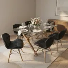 comedor rectangular vidrio 140x90cm con 6 sillas ecocuero