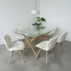 comedor rectangular vidrio 140x90cm con 6 sillas ecocuero