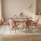 comedor rectangular vidrio 140x90cm con 6 sillas ecocuero